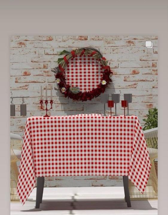 Masa Örtüyü — Qırmızı-Ağ Xanalı (Gingham)
